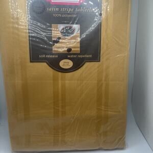 Satin Striped Tablecloth 60x84 Oblong Gold